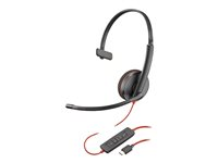 Poly Blackwire 3210 - Blackwire 3200 Series - micro-casque - sur-oreille - filaire - Suppresseur de bruit actif - USB-C - noir - Certifié Skype, Certifié Avaya, certifié Cisco Jabber 80S09A6